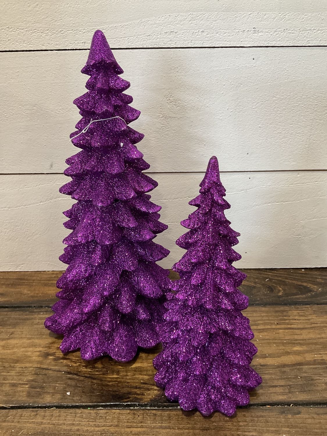 8”-11” purple glitter tree two-piece set