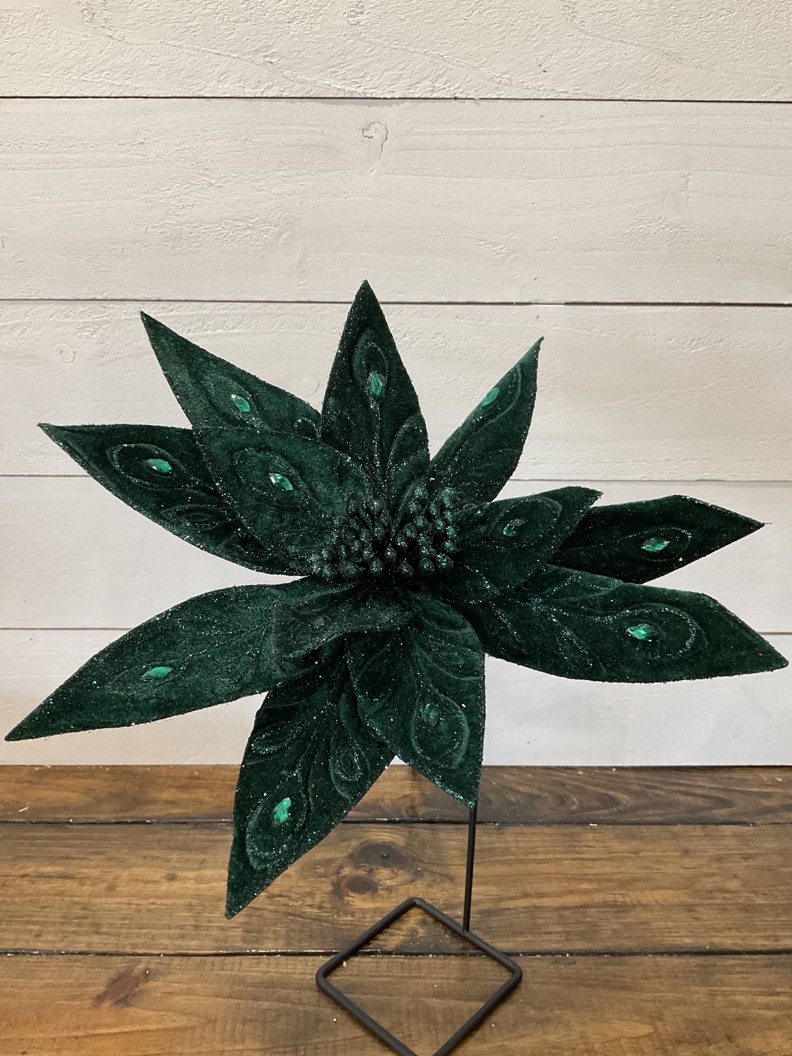 Bejeweled Emerald poinsettia stem