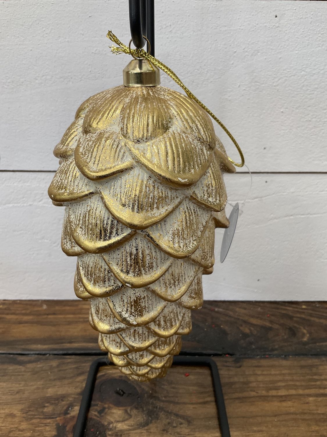 Oh holy night metallic pinecone ornament