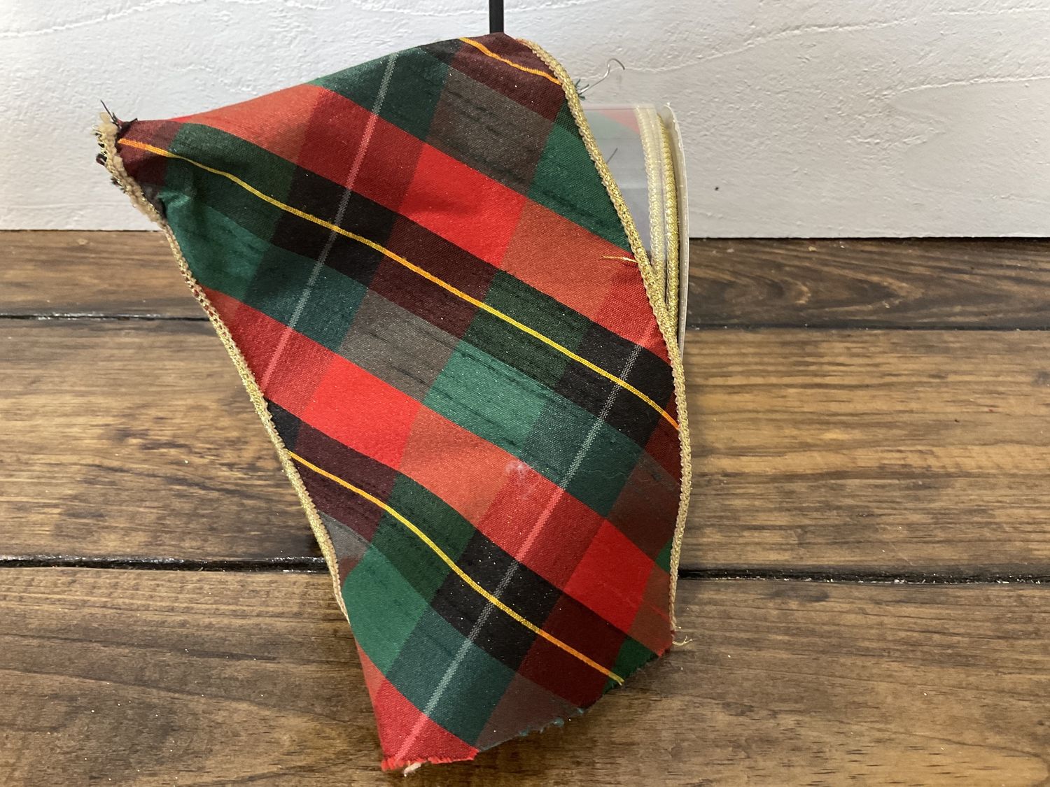 Red green gold, nutcracker plaid ribbon 4” x10 YD
