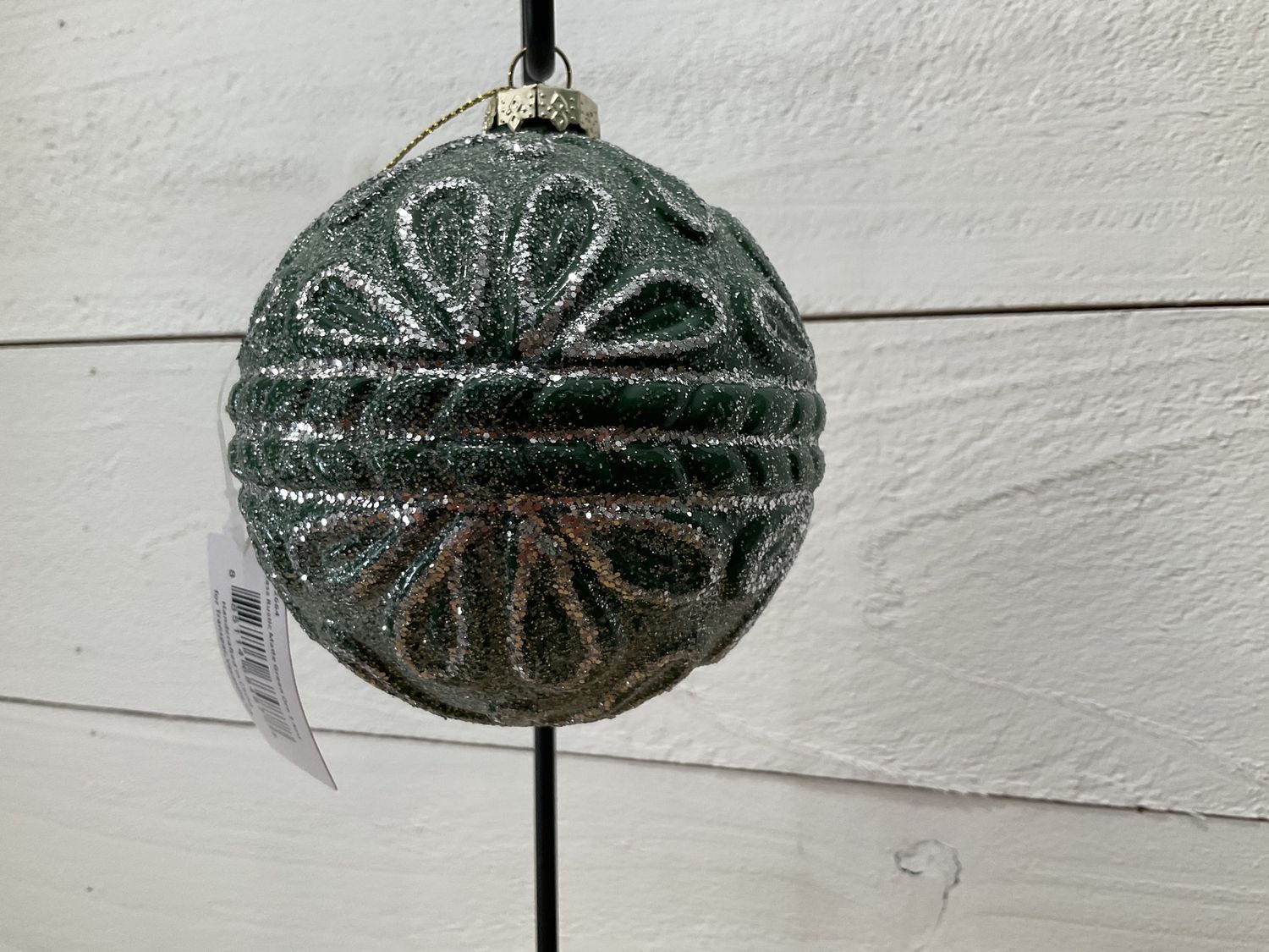 Glass rustic matte green ornament three assortment