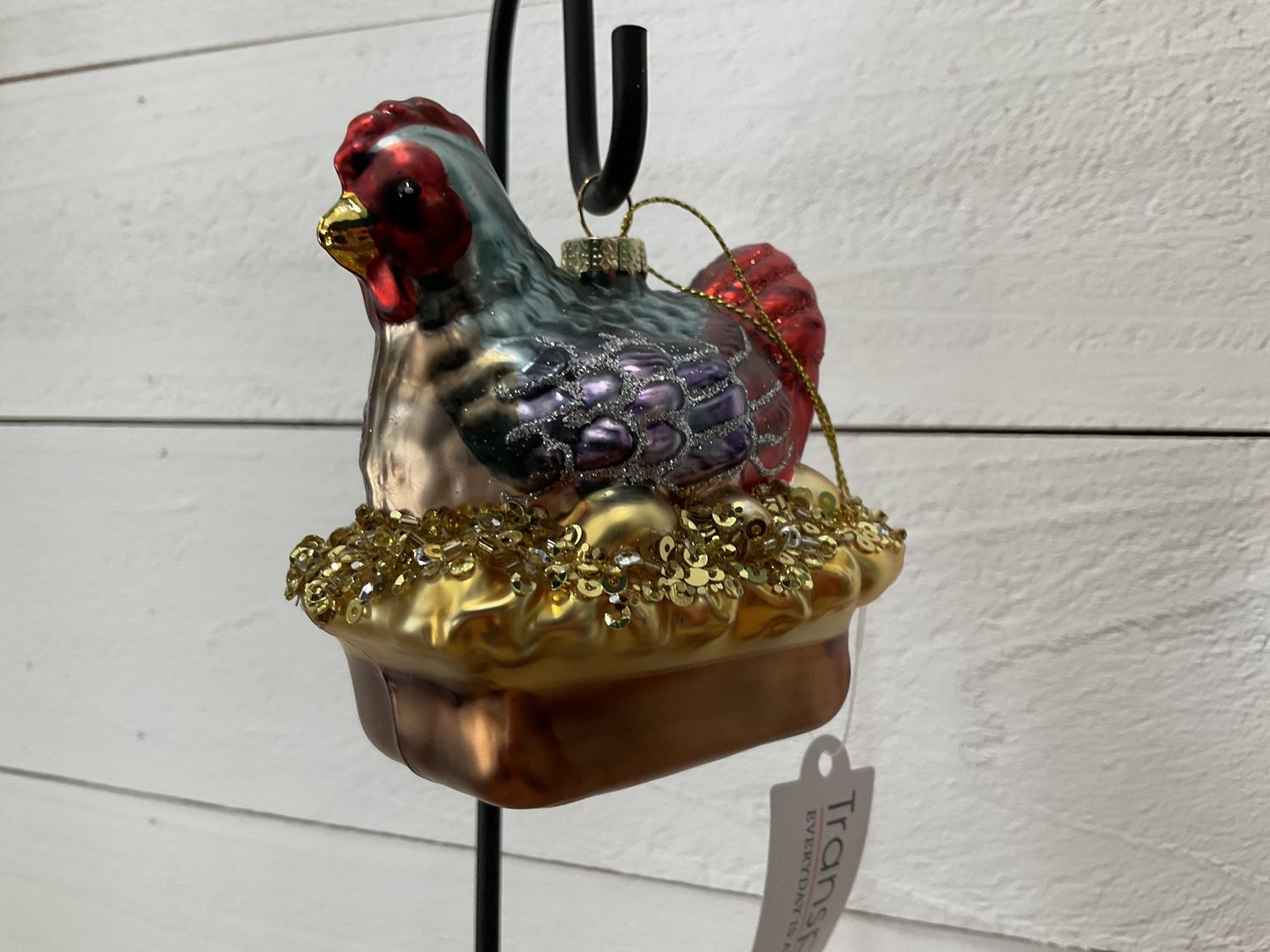 Glass rooster ornament 2 assortment