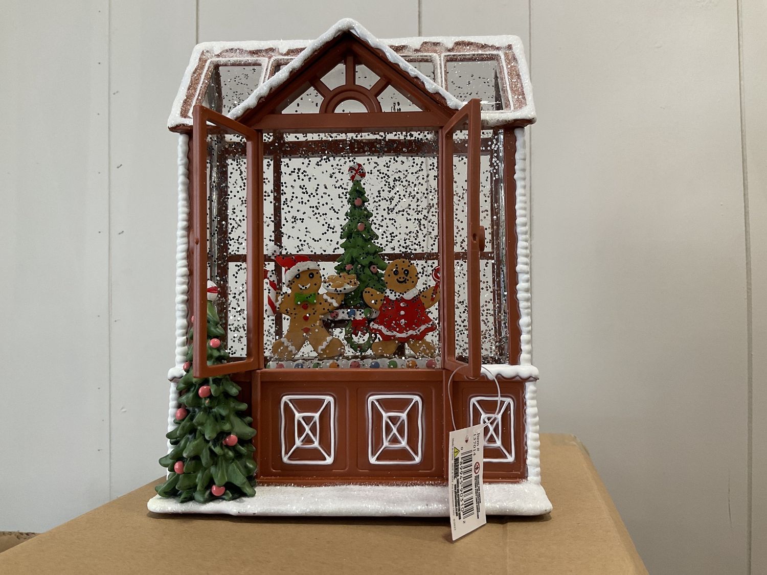 Lighted swirl gingerbread house