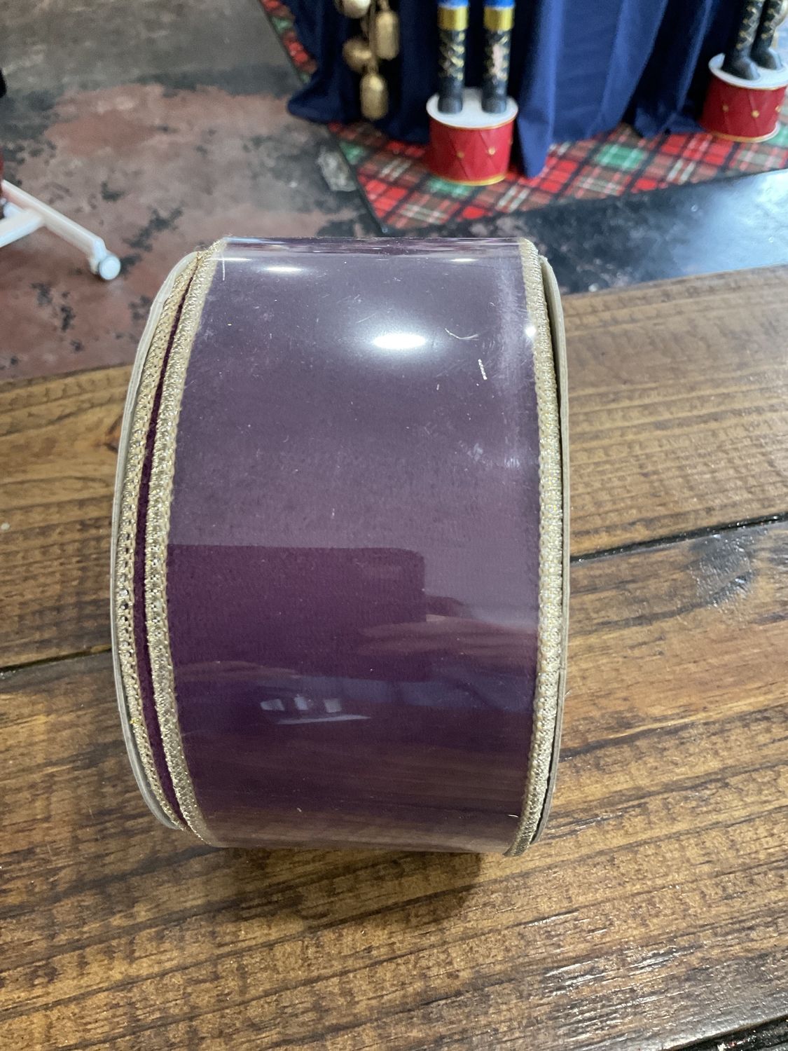 Purple velvet ribbon with platinum back 2 1/2“ x 10 yards