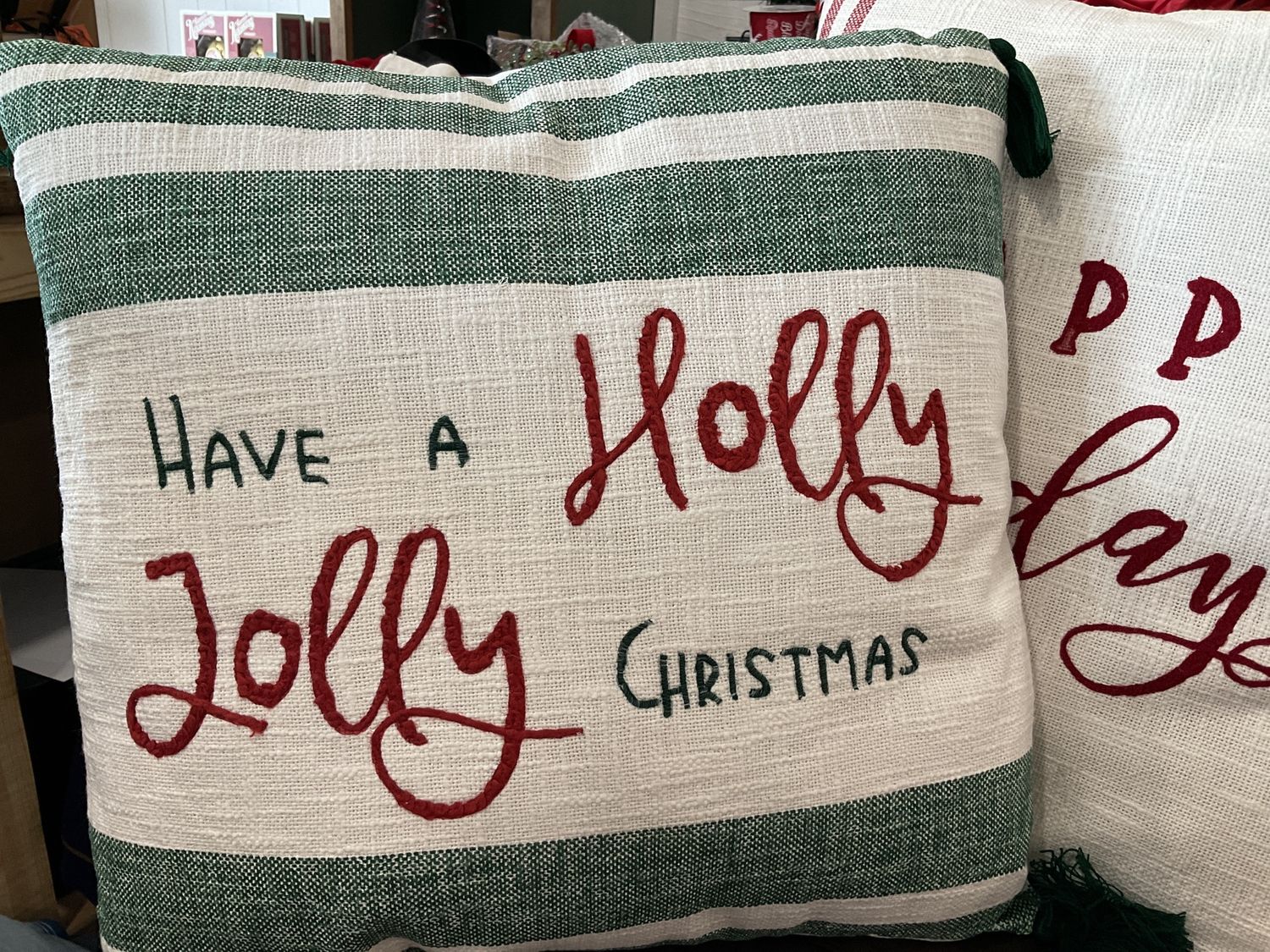 Fabric holiday design pillow two assortment