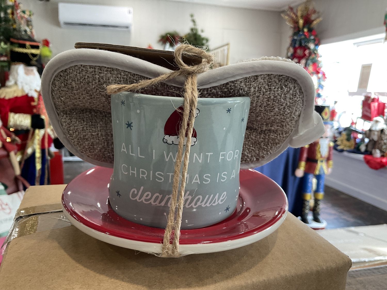 Clean house for Christmas soap, dish with sponge