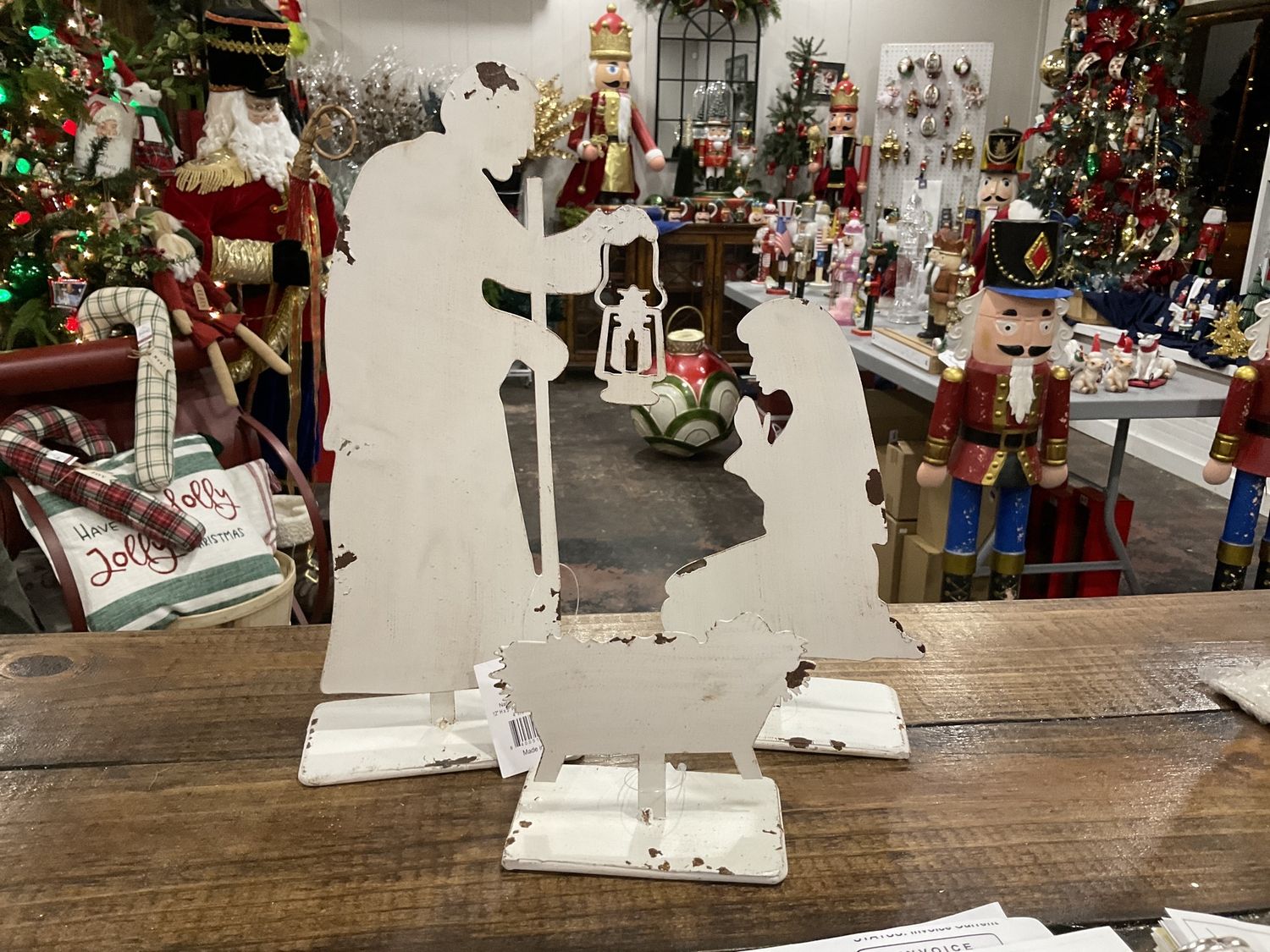 White silhouette nativity three-piece