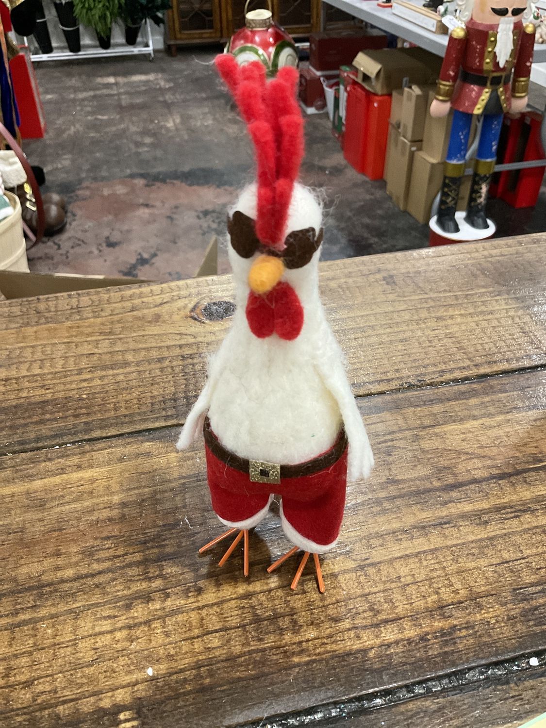 Santa chicken Christmas felted or