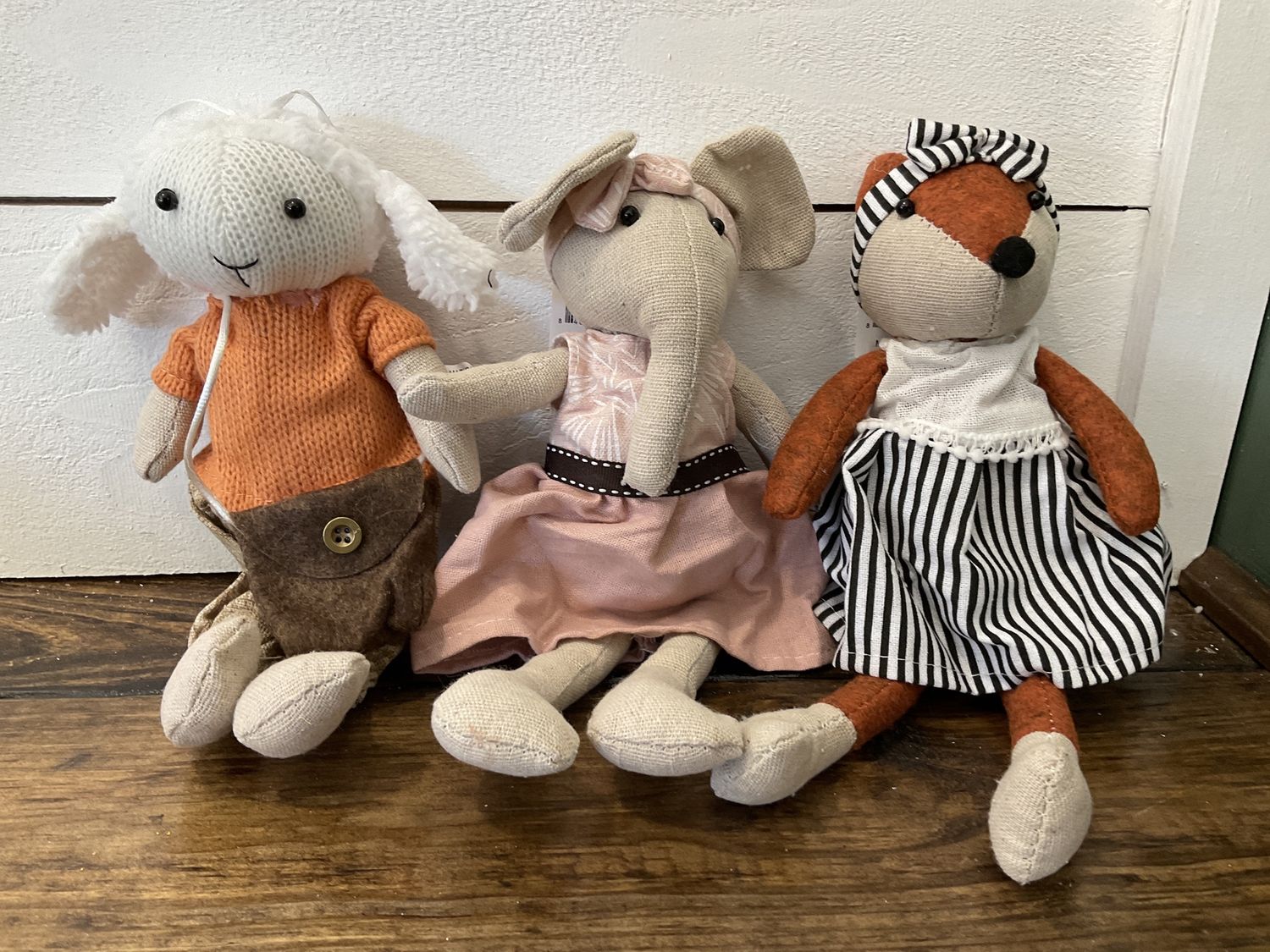 Elephant, sheep, and fox doll