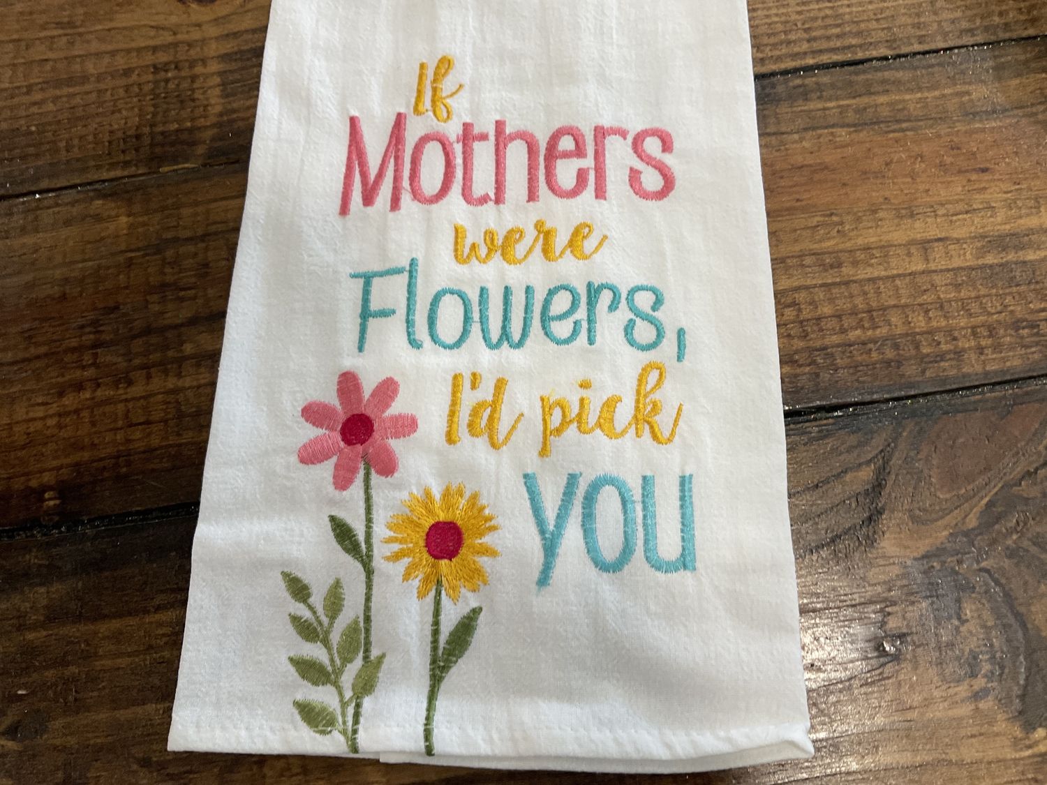Mothers and flowers tea towel