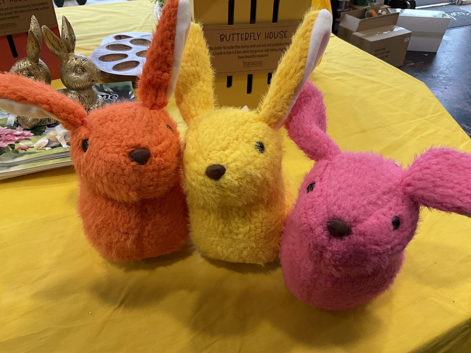 Plush Bright Crouching Bunny Door Stop