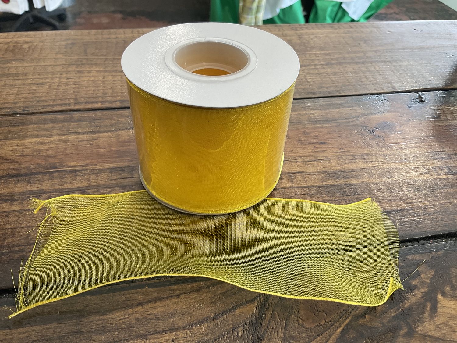Elegant woven Sheer Wired Edge Yellow
