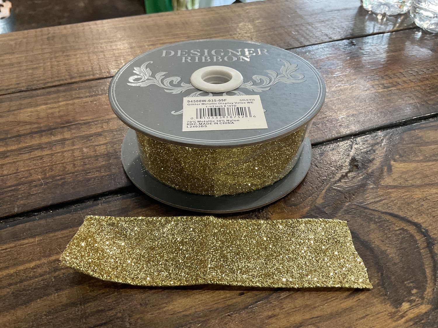 Glitter metallic Gold ribbon