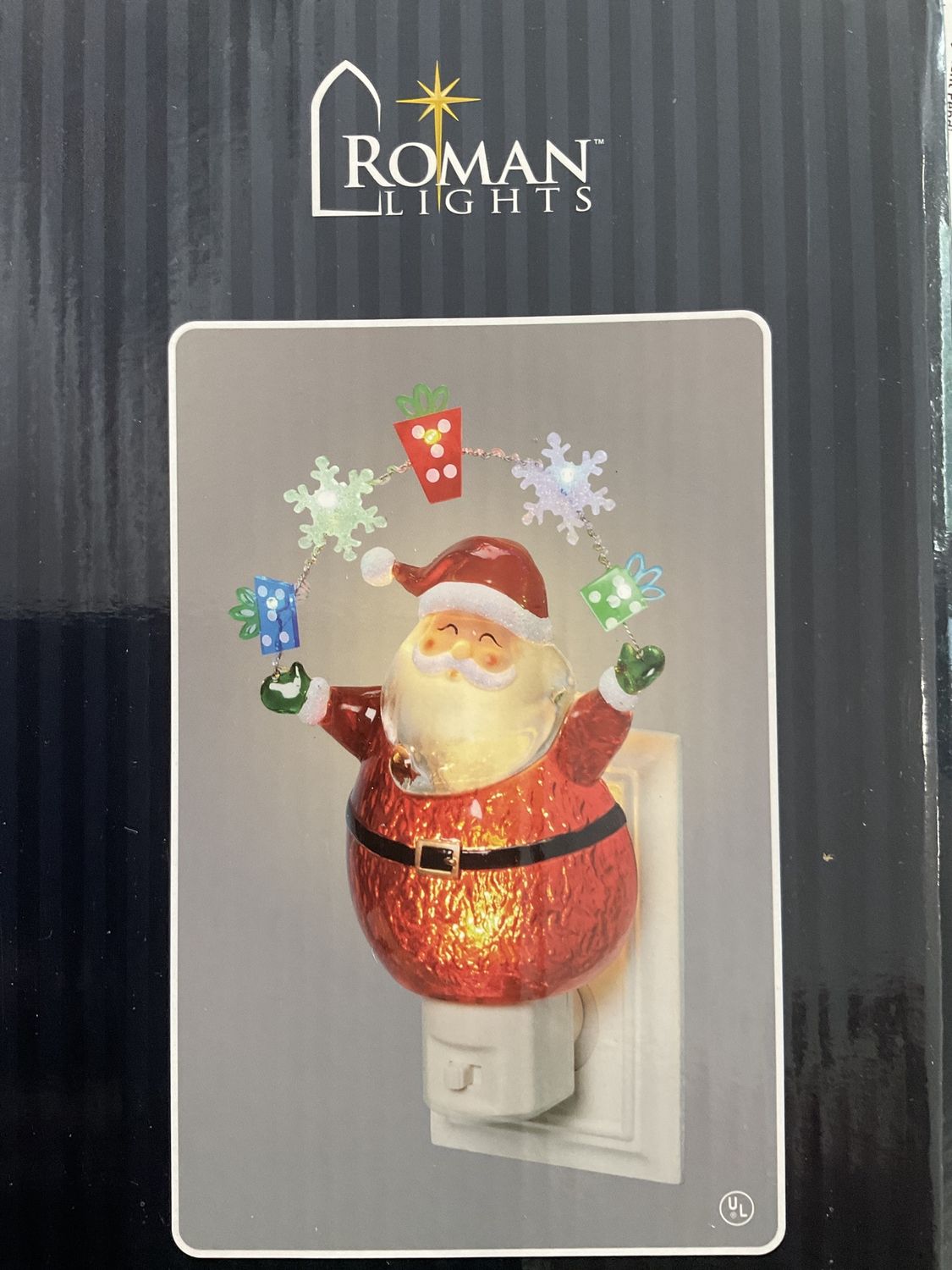 7.75”H Santa w/light string  nightlight
