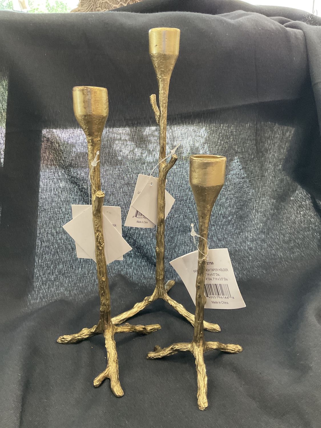 Gold Branch Taper Holder set 3