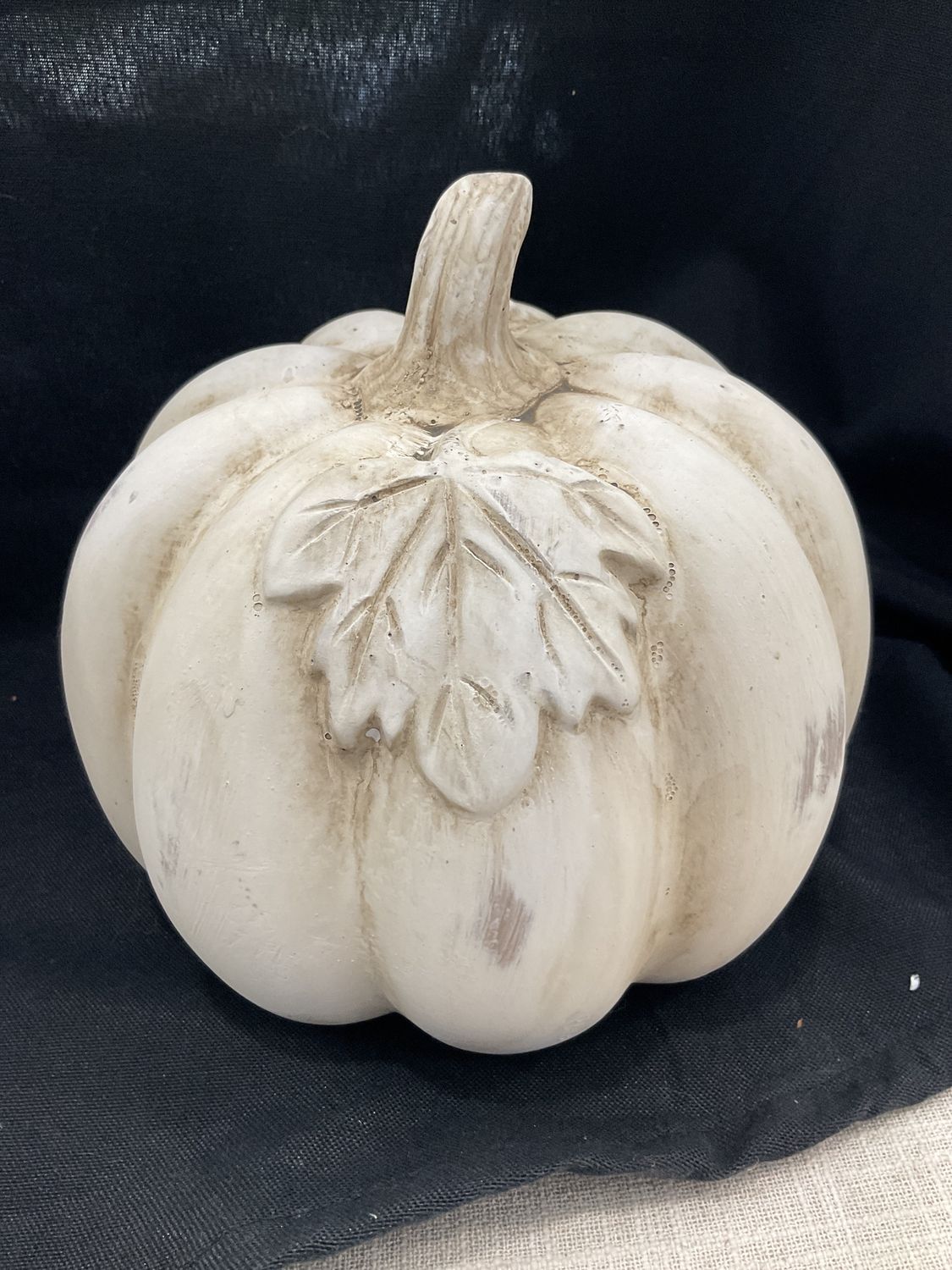 Antique White Cement Pumpkin