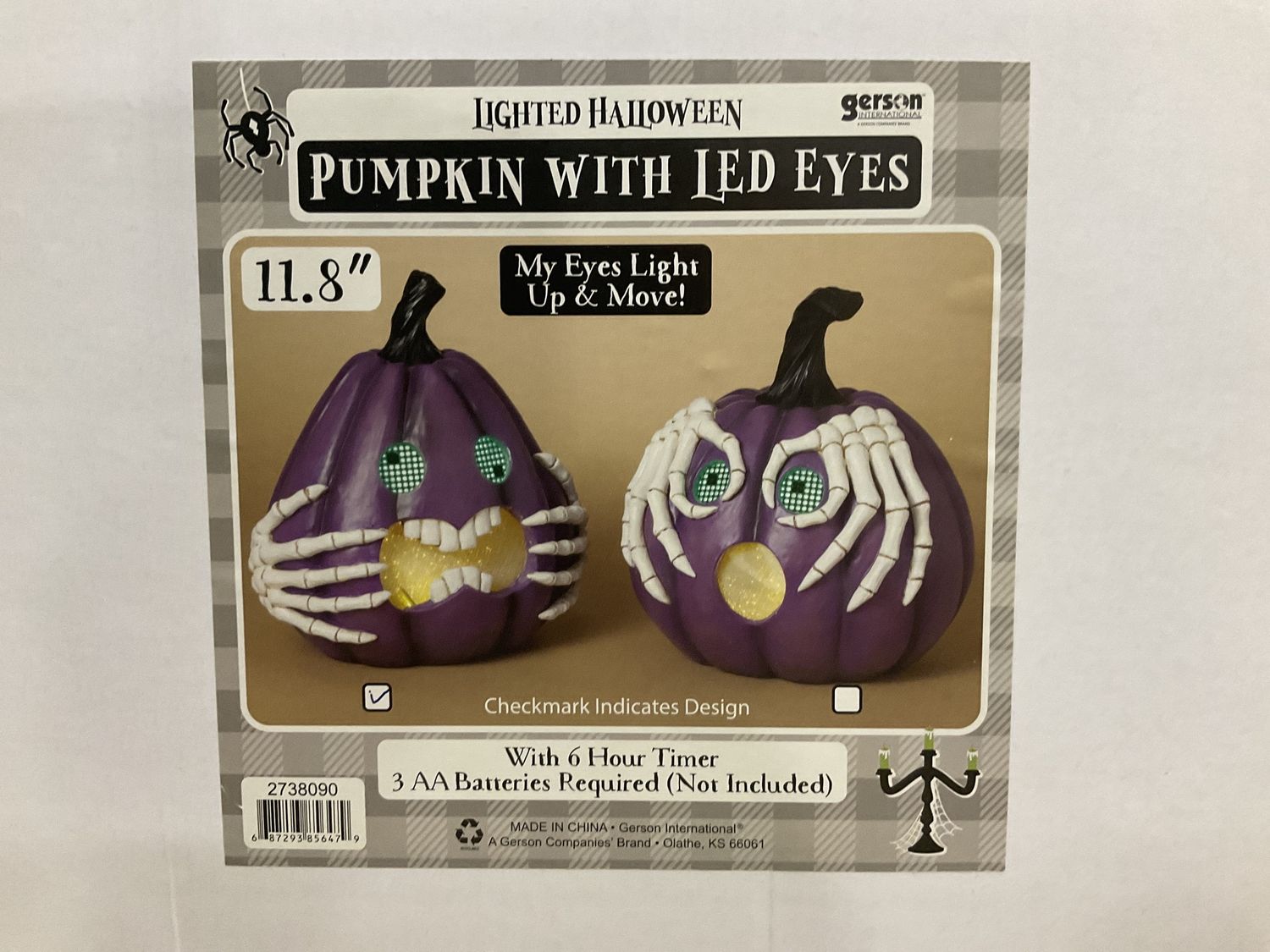 Purple pumpkin with LED eyes two assortment
