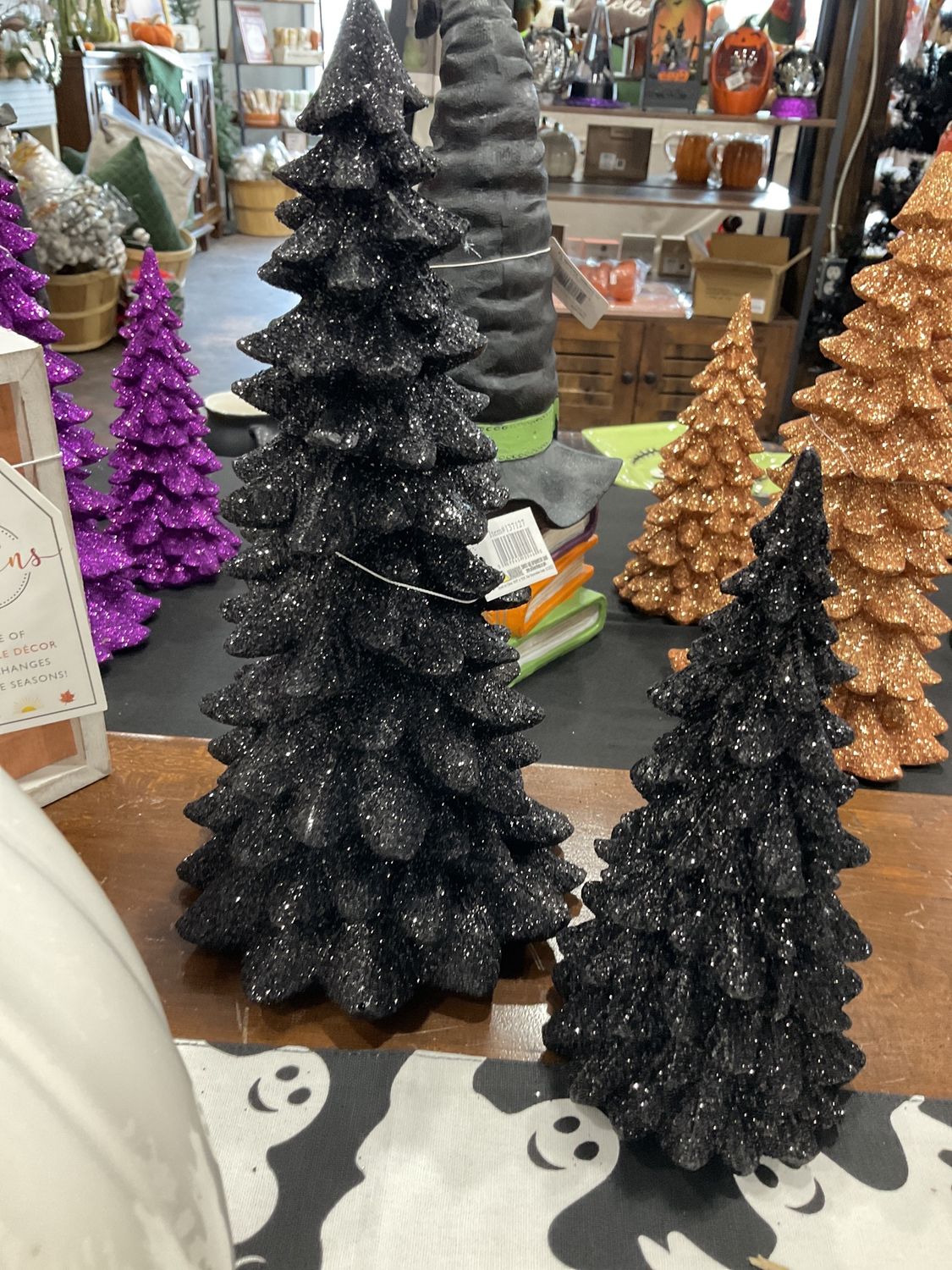 Black glitter tree set