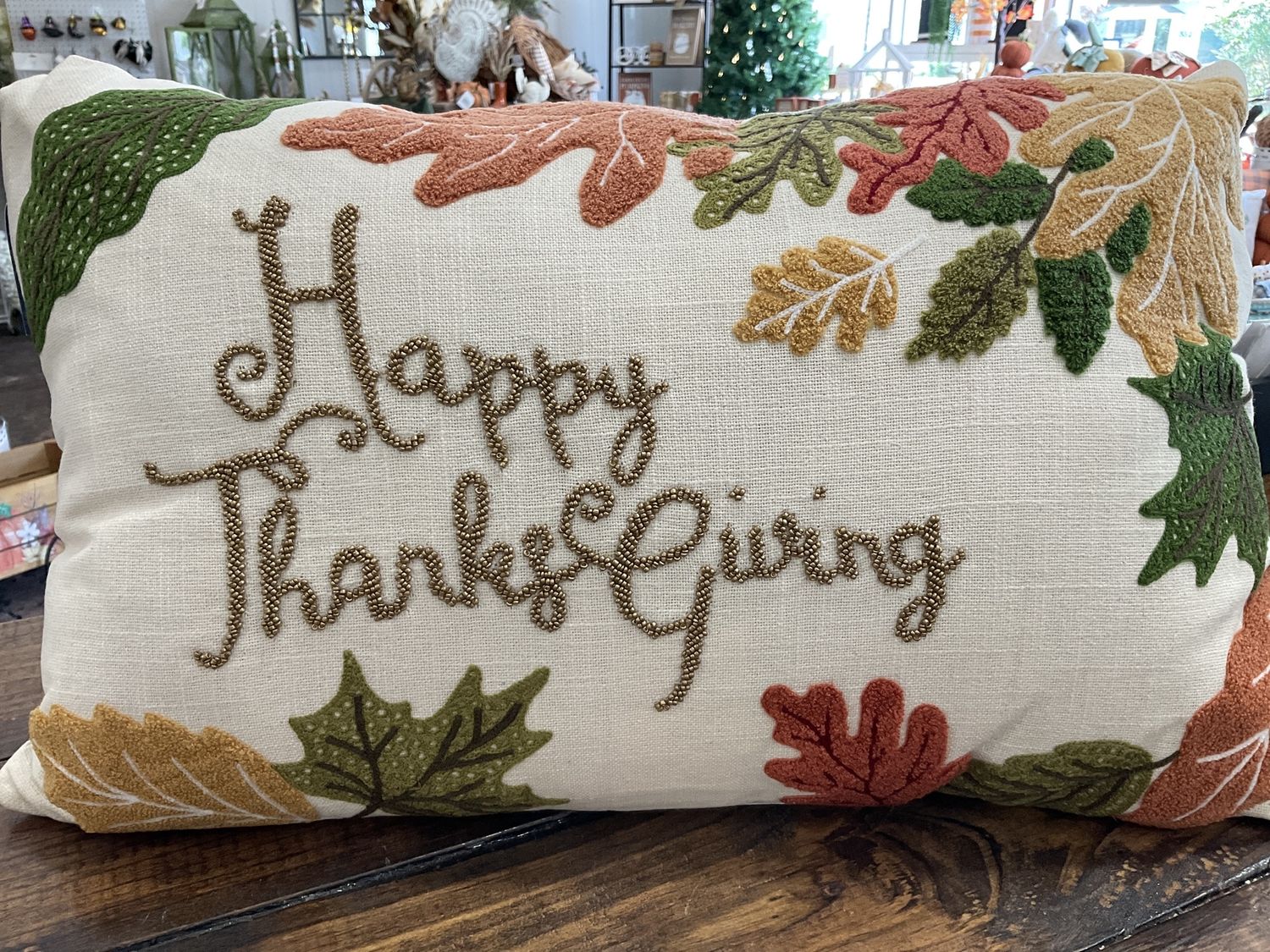Happy Thanksgiving leaves pillow