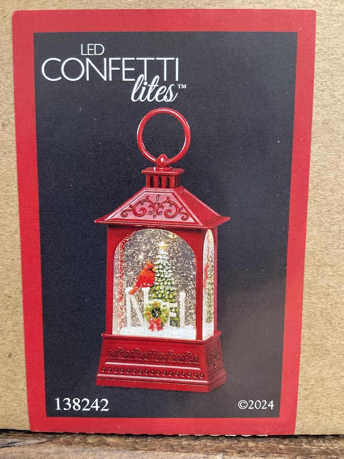 Lighted swirl cardinal Noel scene