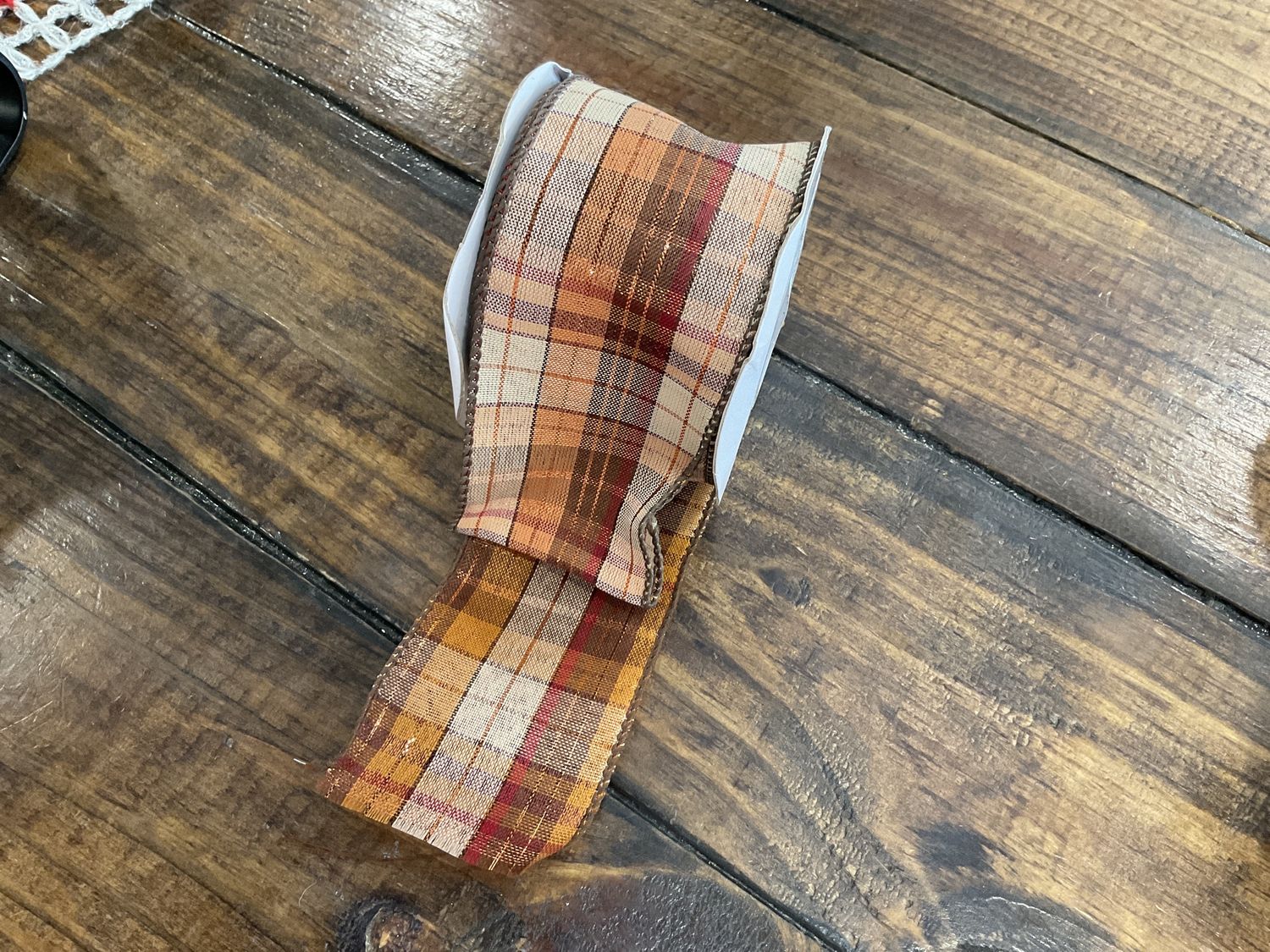 Chocolate copper plaid ribbon