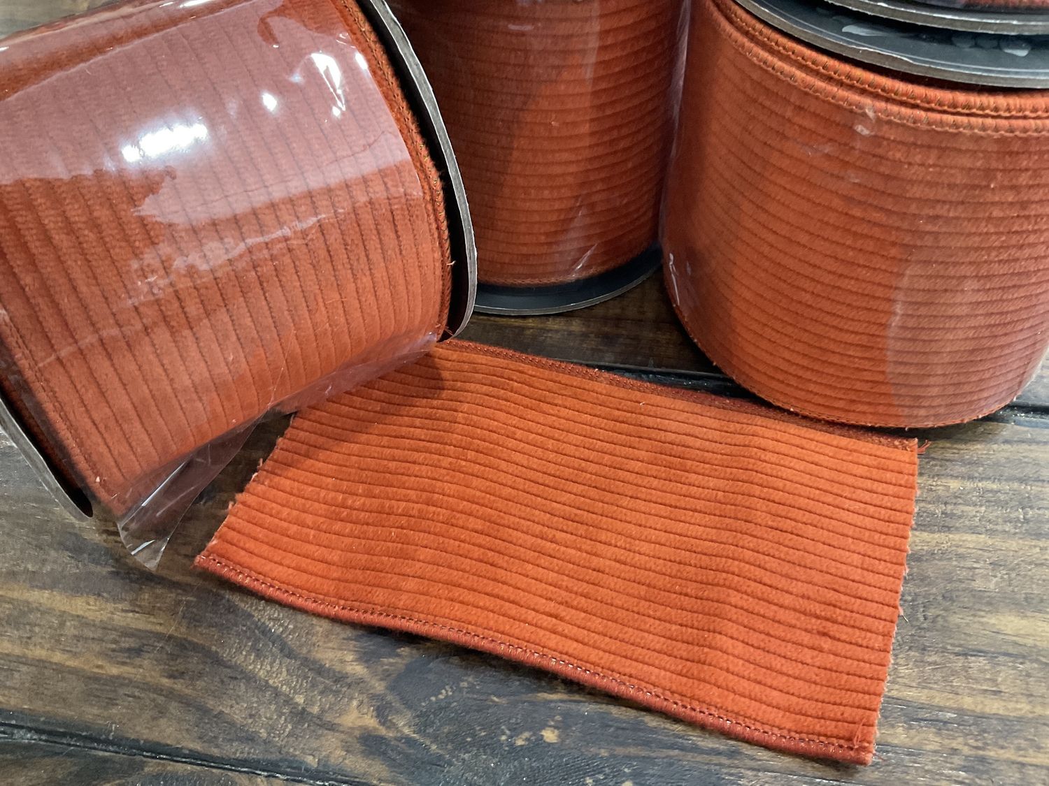 Corduroy orange ribbon