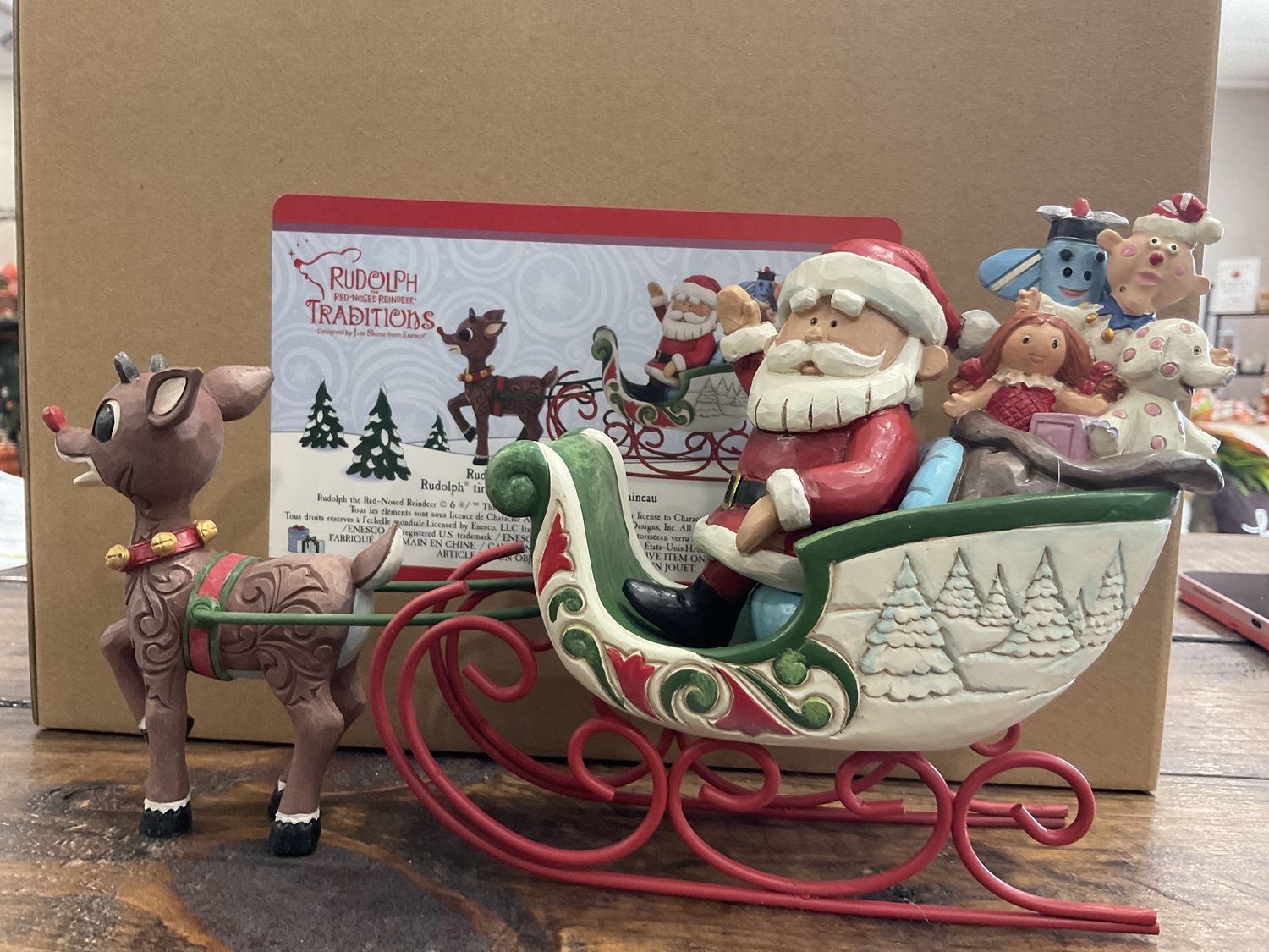 Jim Shore Rudolph and Santa sleigh