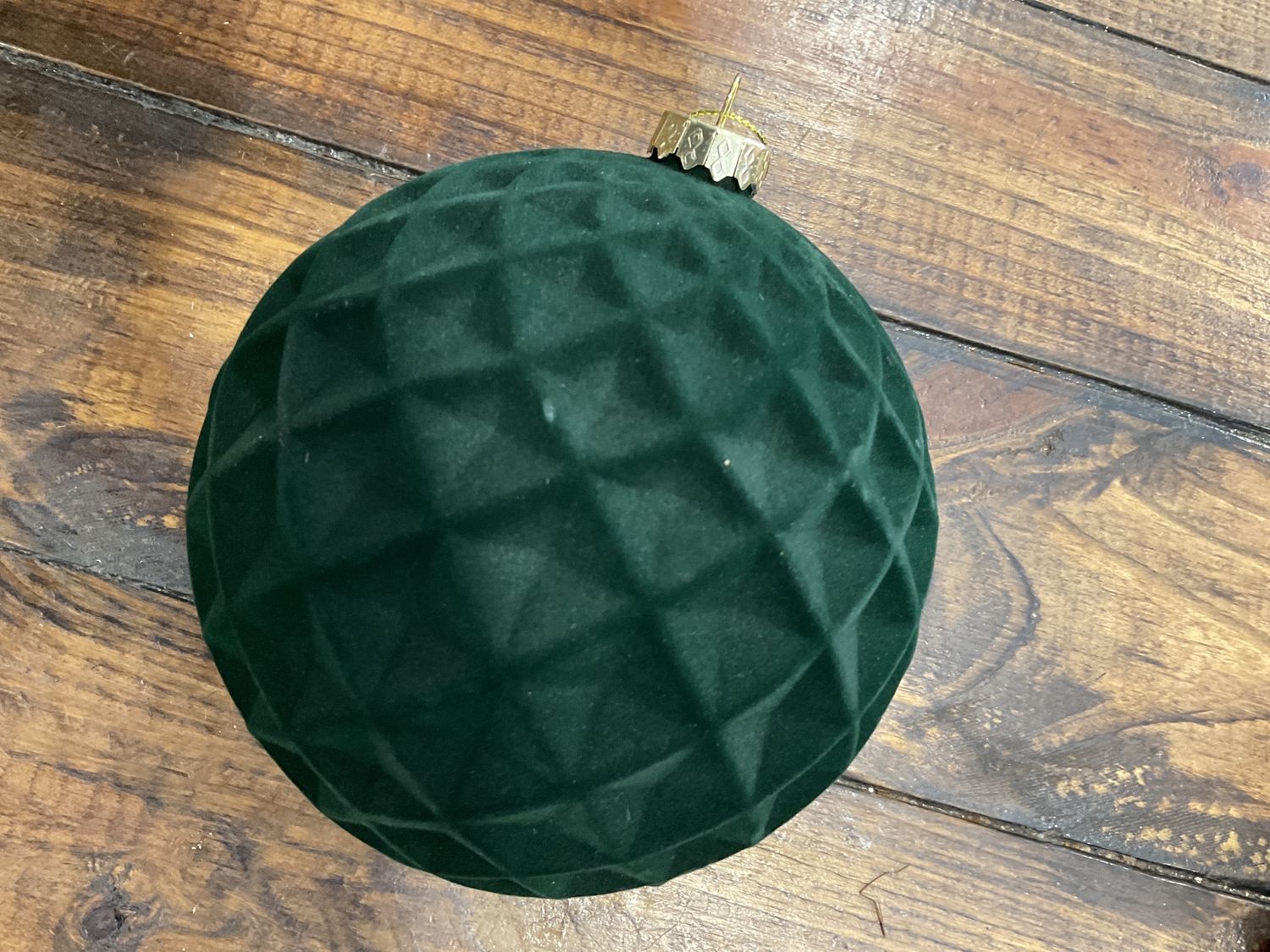 Flocked diamond ball ornament/hunter green