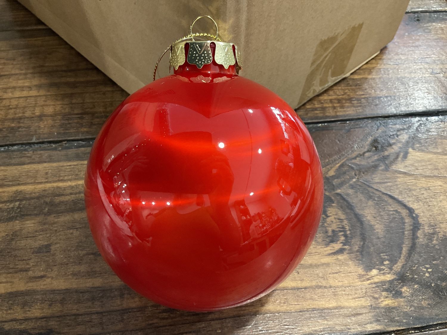Plastic pearl finish ball ornament – candy red