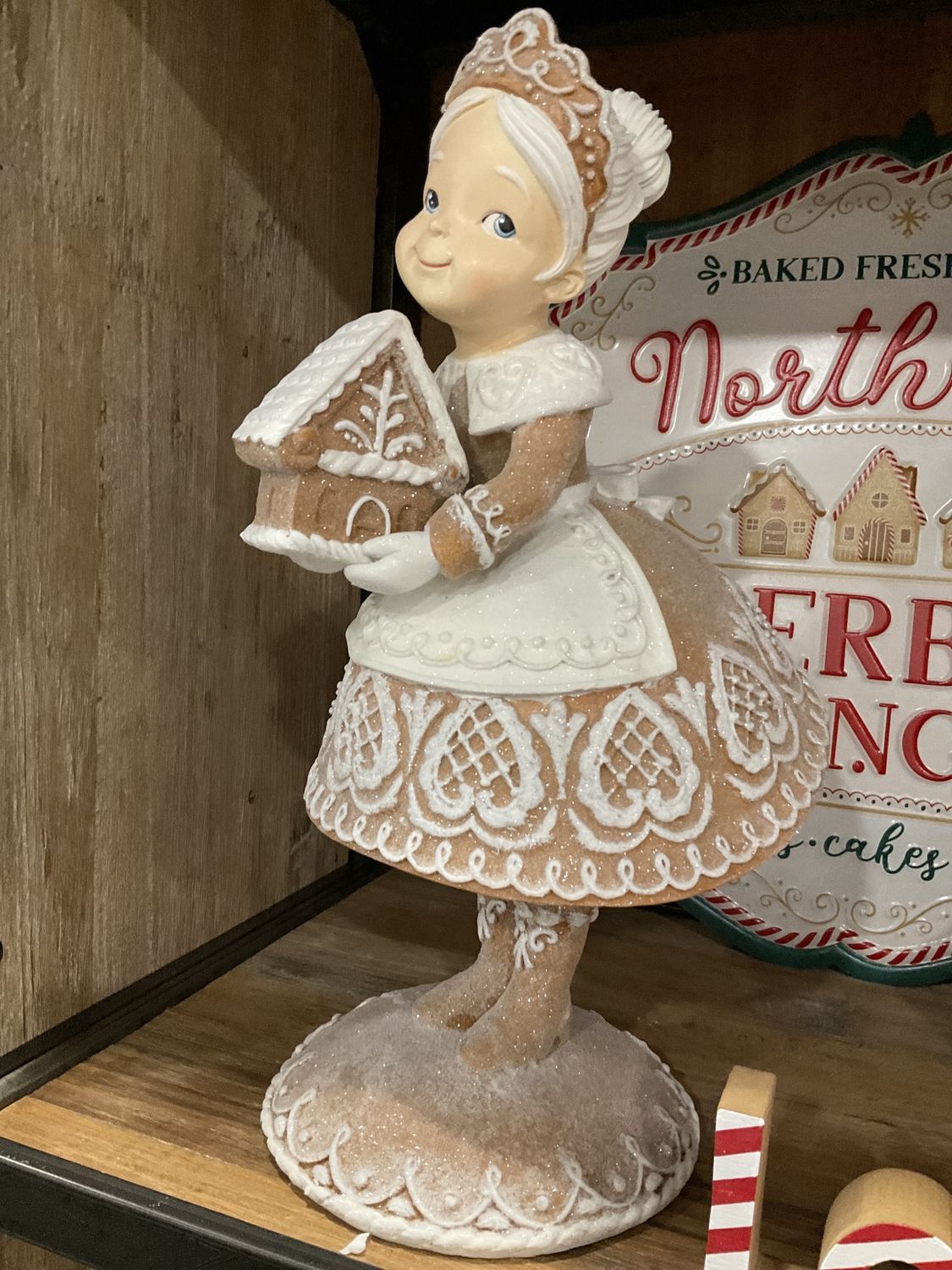 Mrs Claus Figure w/Gingerbread house