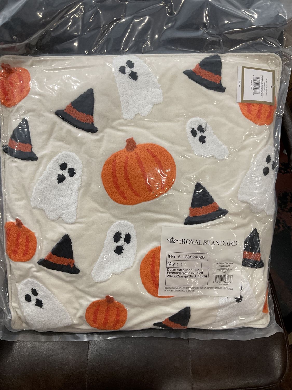Halloween fun Embroidered pillow