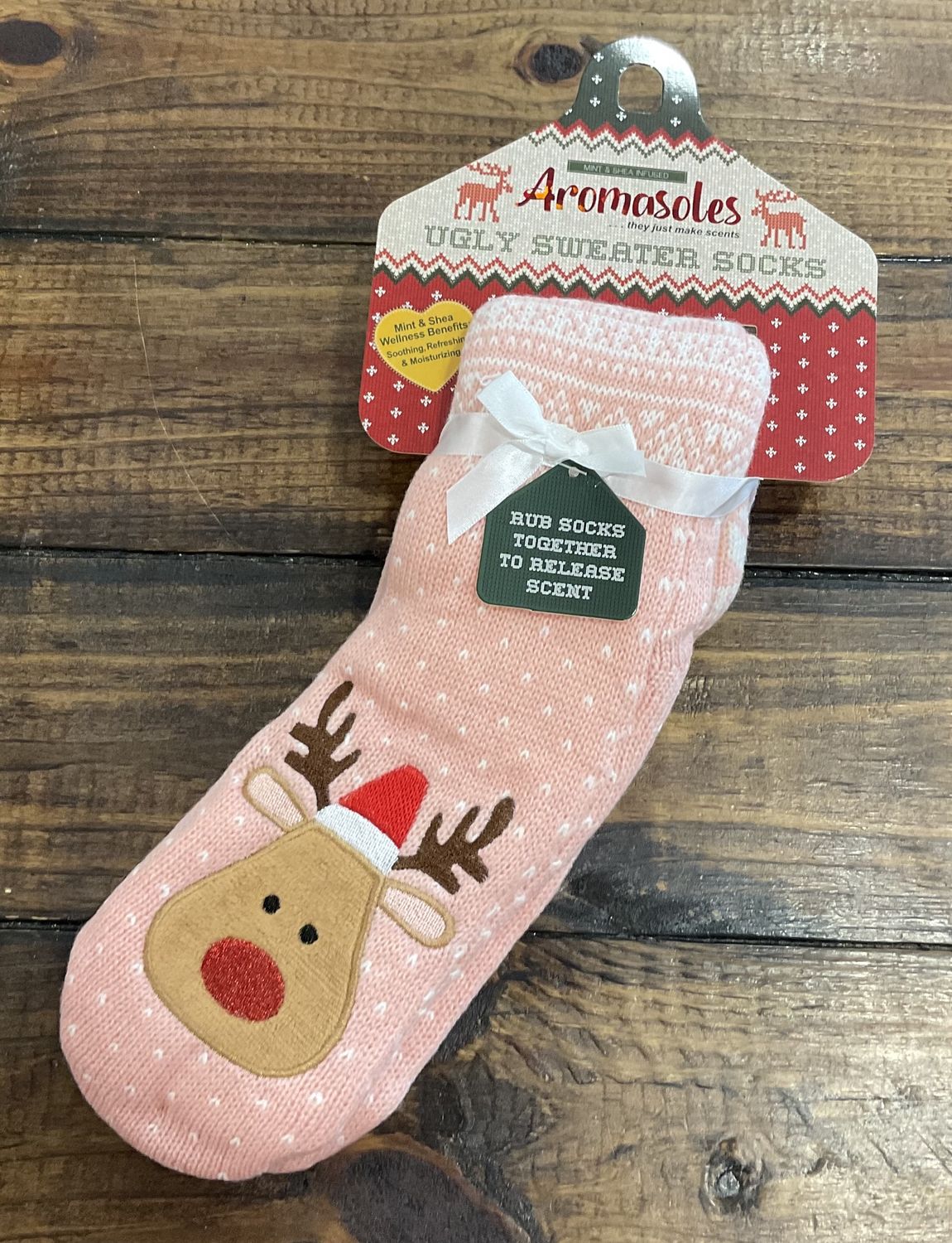 The ugly sweater, sock, eucalyptus, spearmint, and shade, better infused reindeer