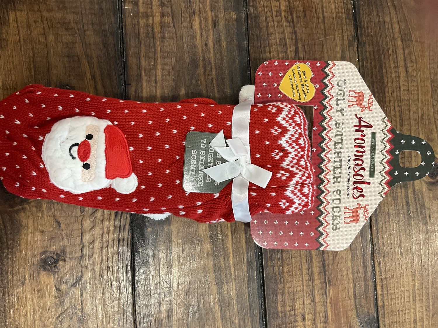 The ugly sweater sock eucalyptus spearmint, and Shea butter infused Santa