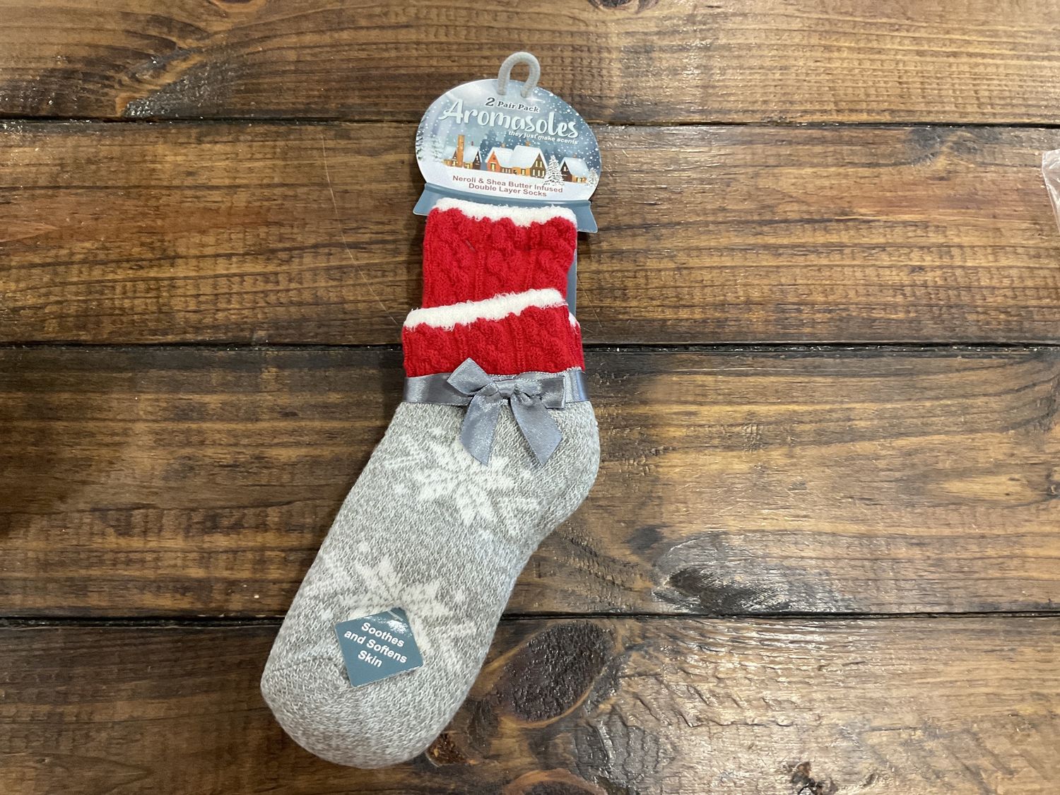 Two pair double layer sock infused gray