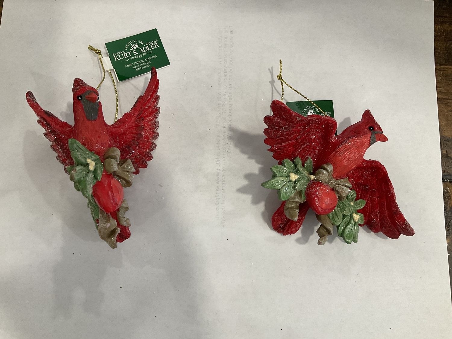 Cardinal on branch ornament 2 assortment pick 1