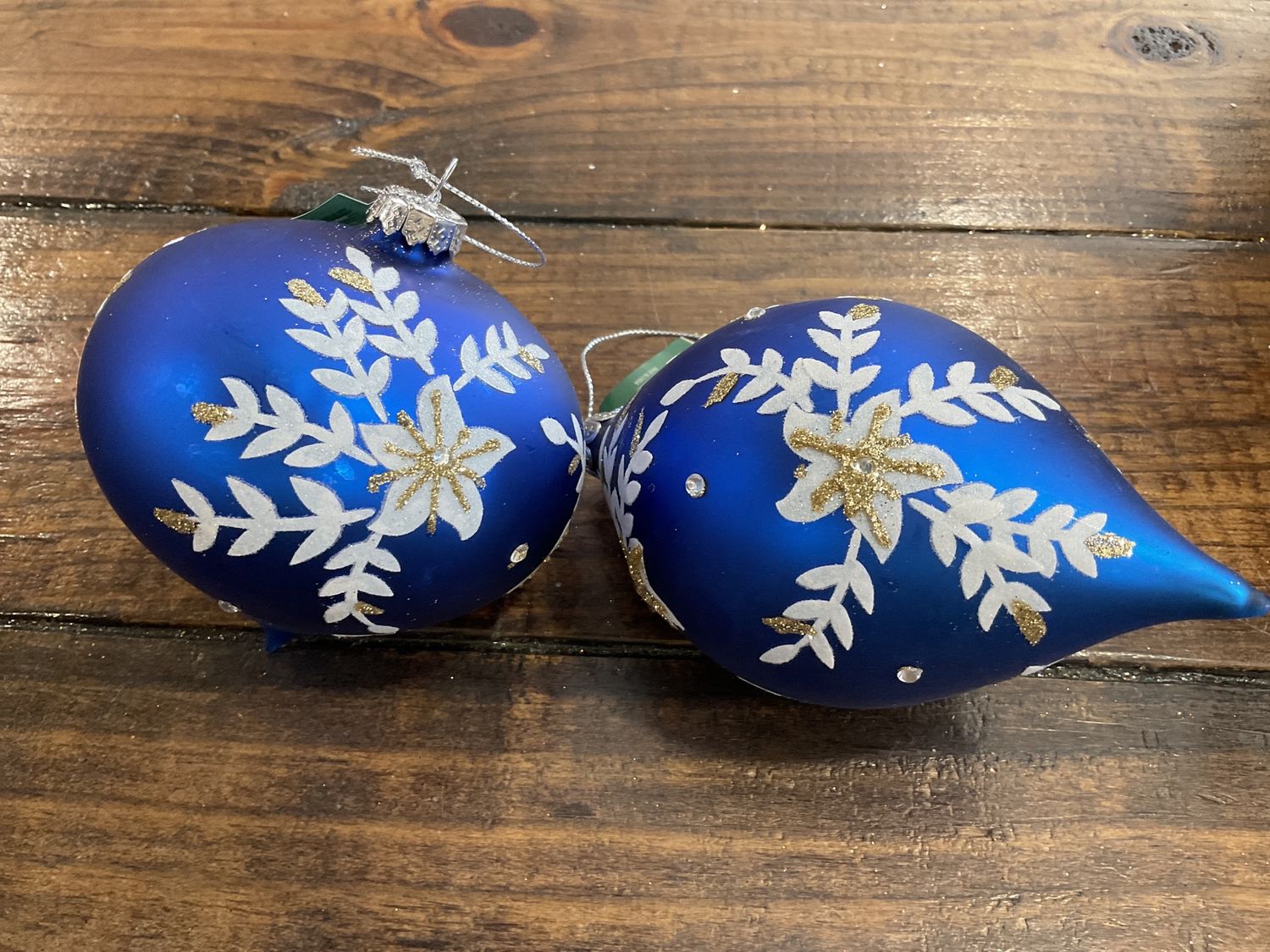Indigo blue and white ball or onion ornament