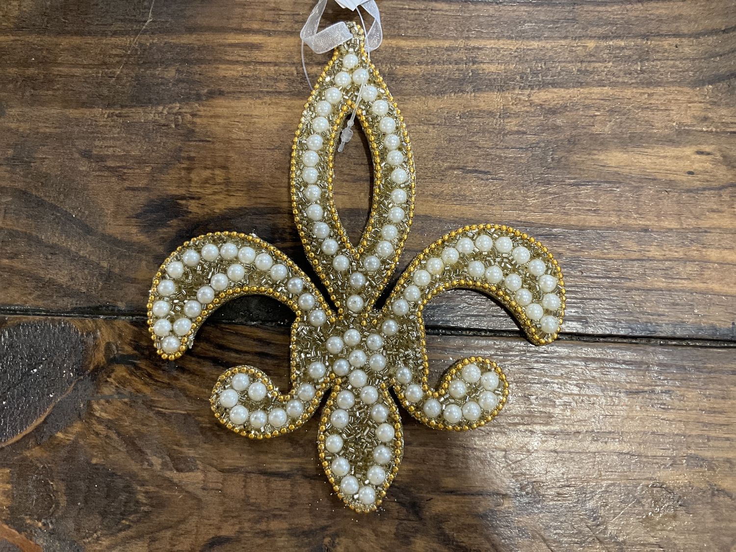 Regal fleur-de-lis, gold, and pearl ornament