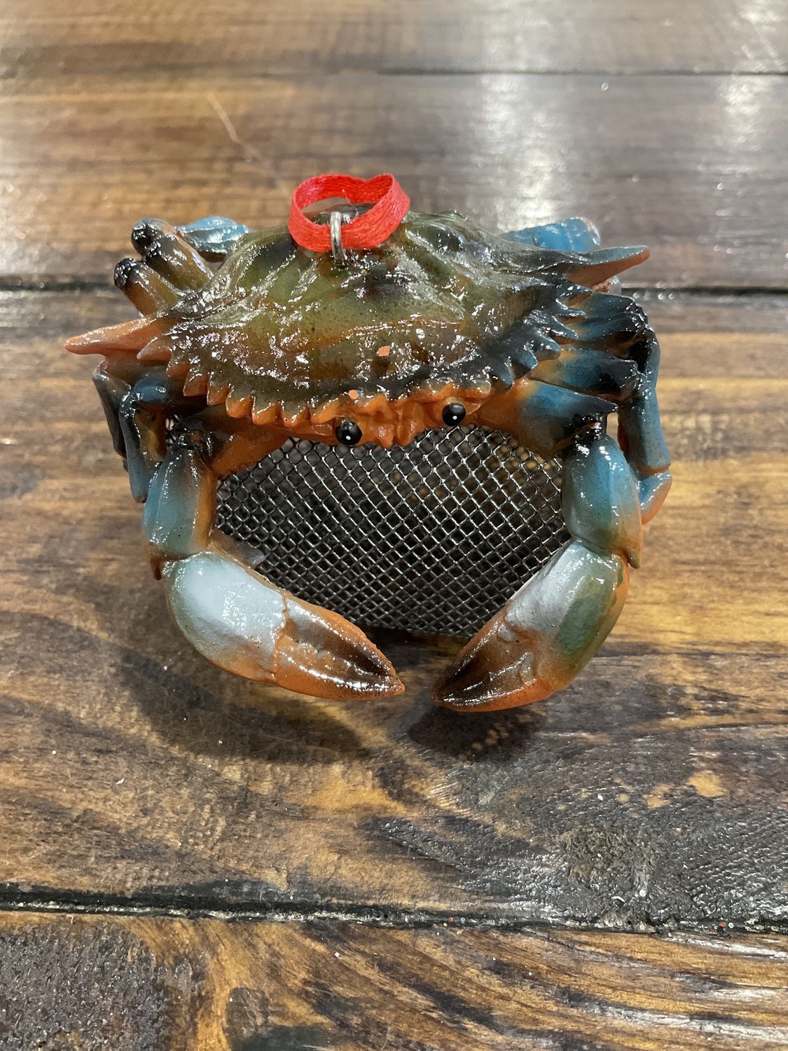 Blue crab with wire cage ornament