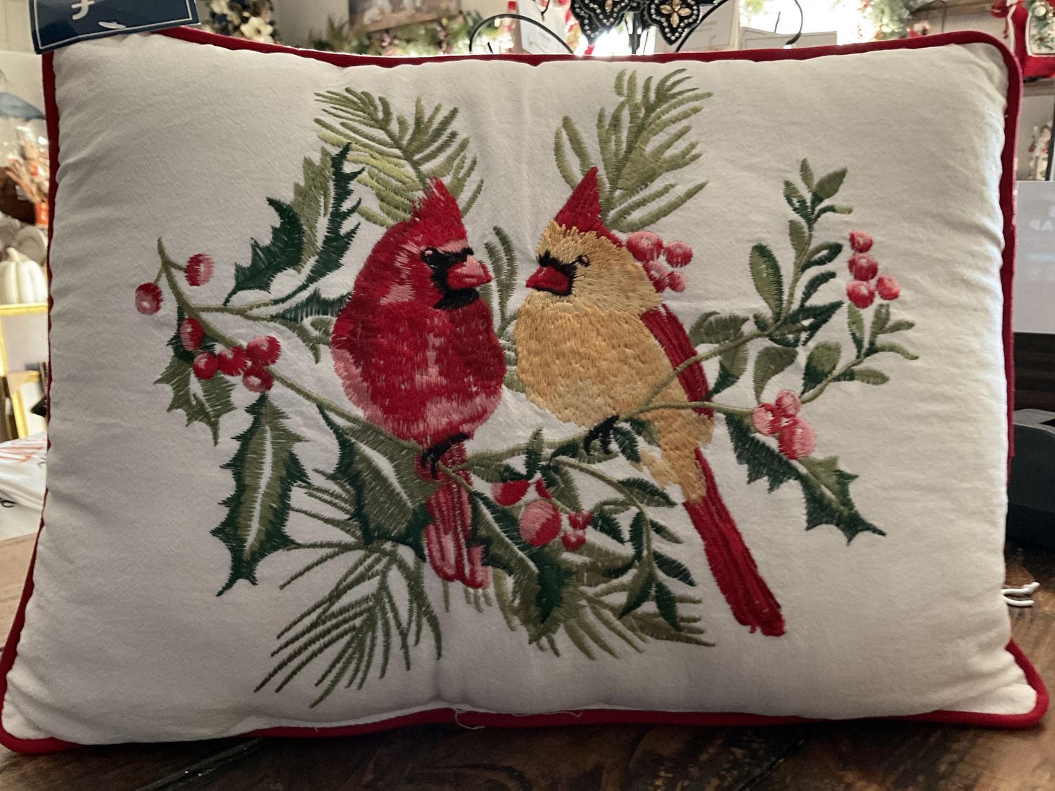 Cardinal Duo Berry Botanical Pillow