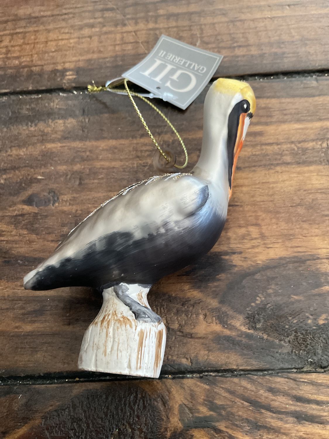 Blown  glass pelican ornament