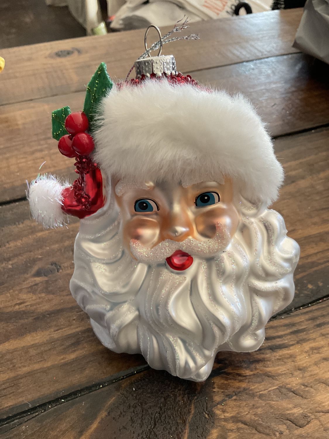 Blown glass vintage Santa ornament