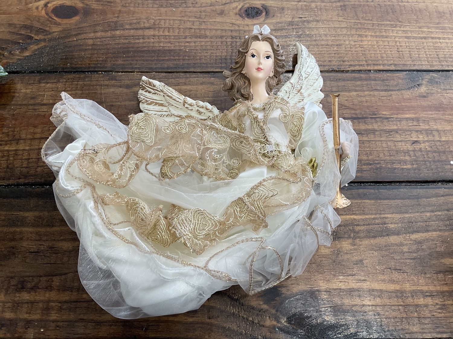 Ivory/gold flying angel ornament