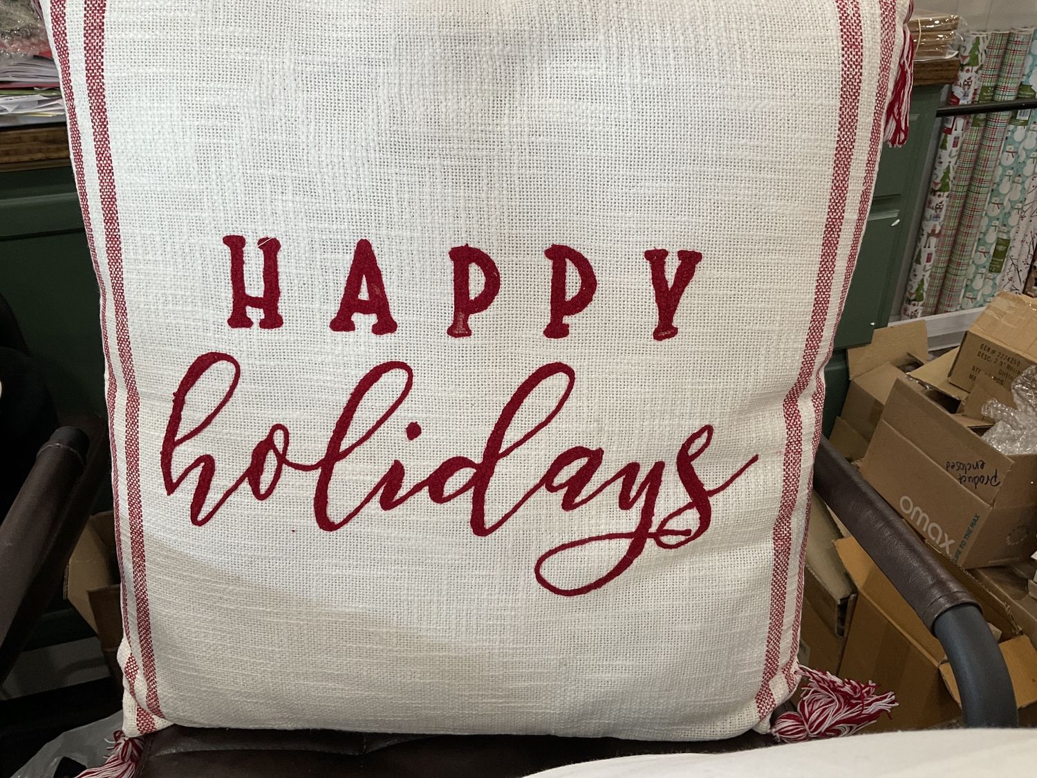 Fabric holiday design pillow two assortment