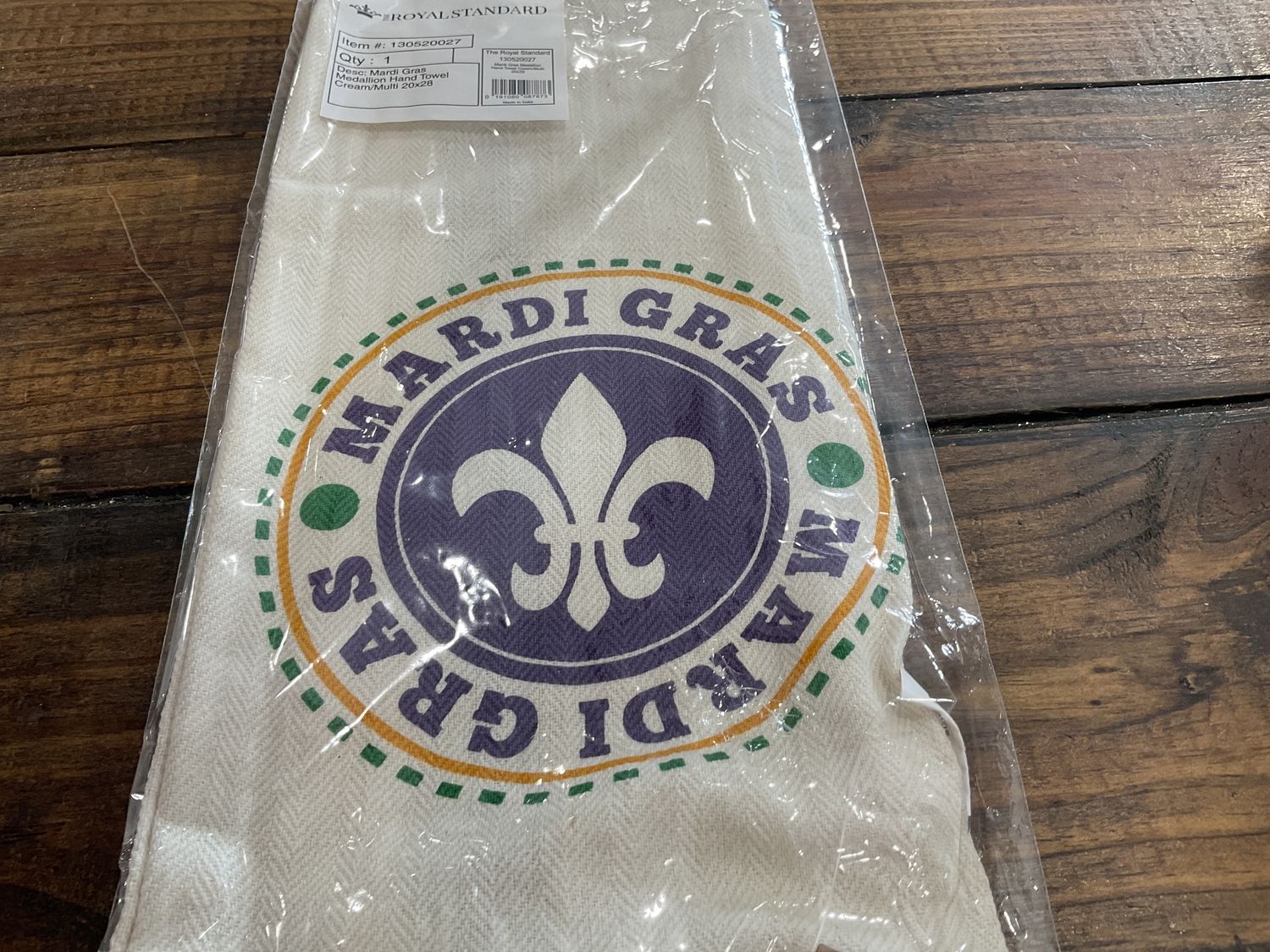 Mardi Gras medallion tea towel
