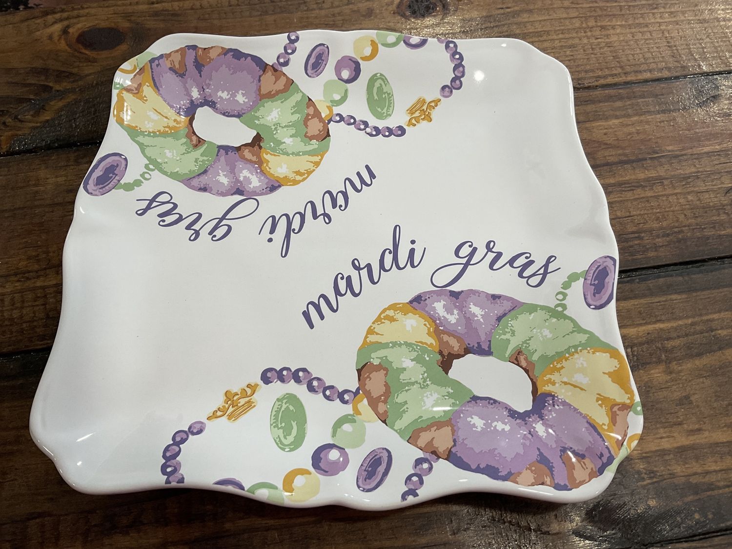Mardi Gras King cake Square platter