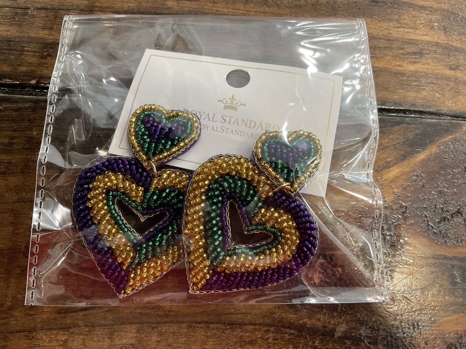 Mardi Gras beaded earrings