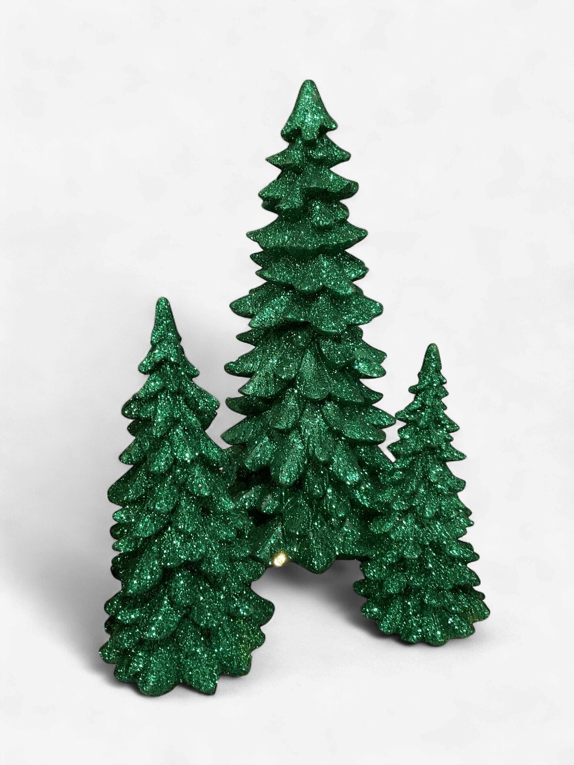 3pc glitter green trees