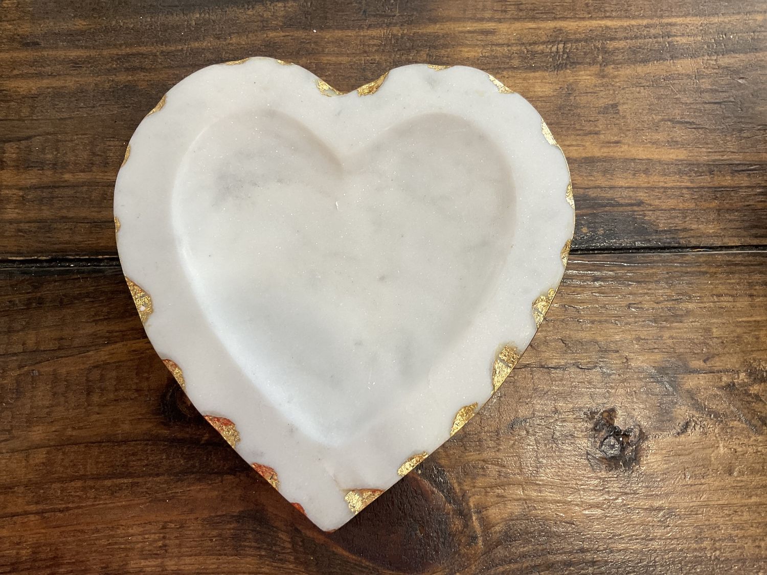 Tray Marble Heart w/Gold edge
