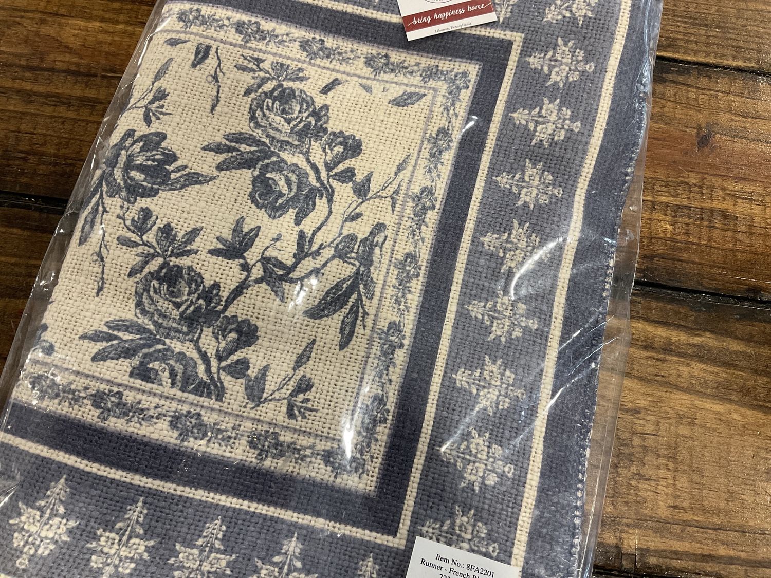 French Blue Floral Table runner