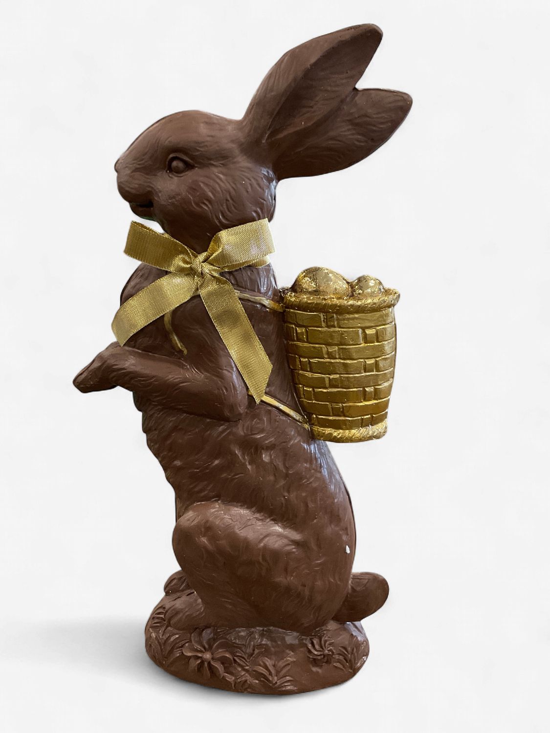 Vintage chocolate rabbit with gold basket